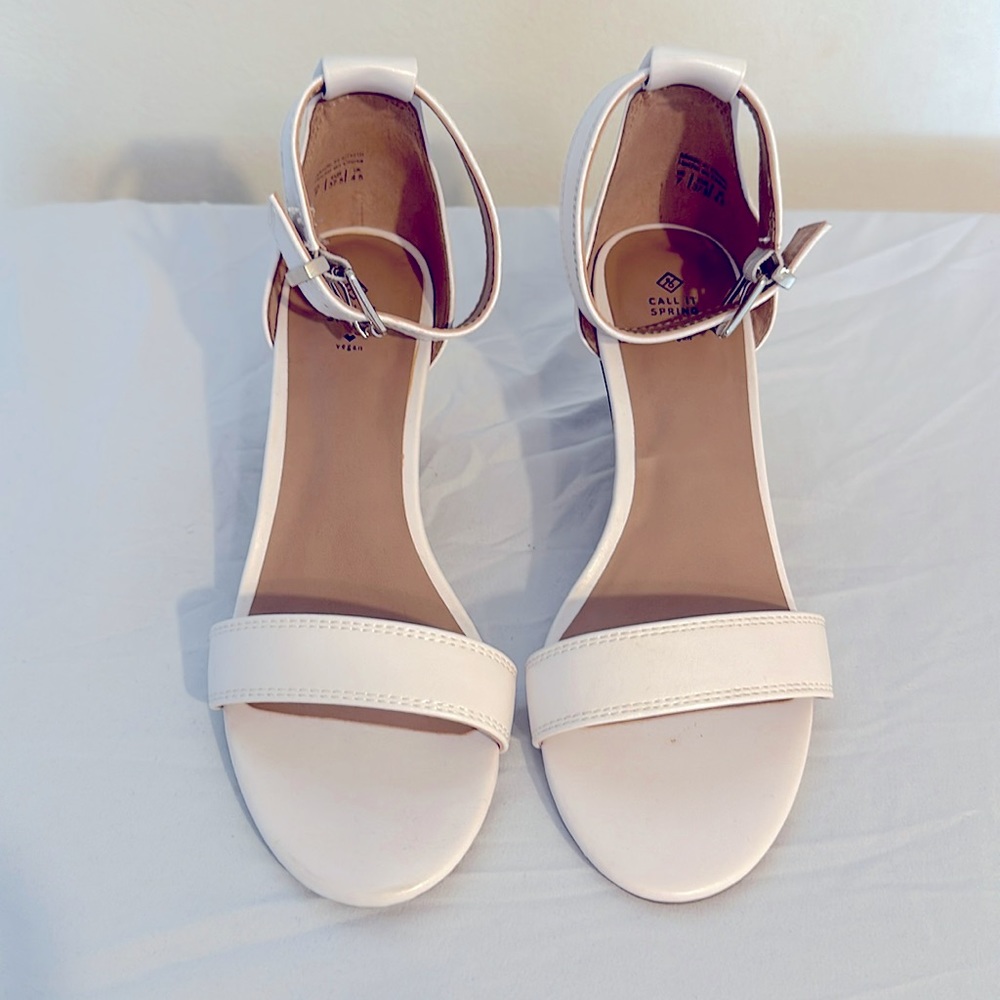 Call It Spring White Ankle Strap Wedges Size 7